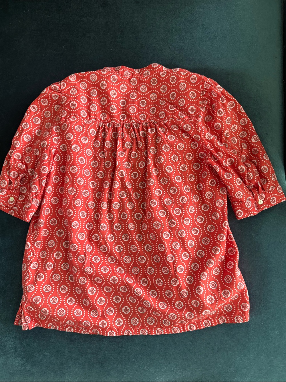 LOFT Floral Red Patterned Button-Front Top - Picture 2 of 5
